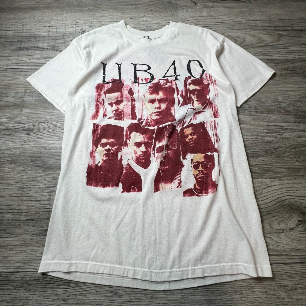 Vintage UB40 World Tour 1988 1989 T Shirt Mens XL White Band Tee 80s USA Made